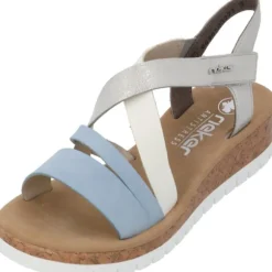Rieker V4364, Keilsandaletten, Damen, aqua/offwhite/fog-silver