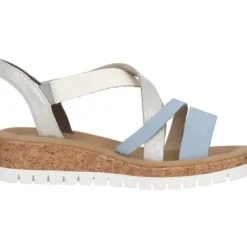 Rieker V4364, Keilsandaletten, Damen, aqua/offwhite/fog-silver
