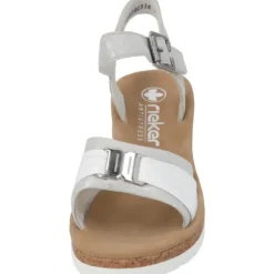 Rieker V4365, Keilsandaletten, Damen, fog-silver/bianco