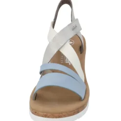 Rieker V4364, Keilsandaletten, Damen, aqua/offwhite/fog-silver