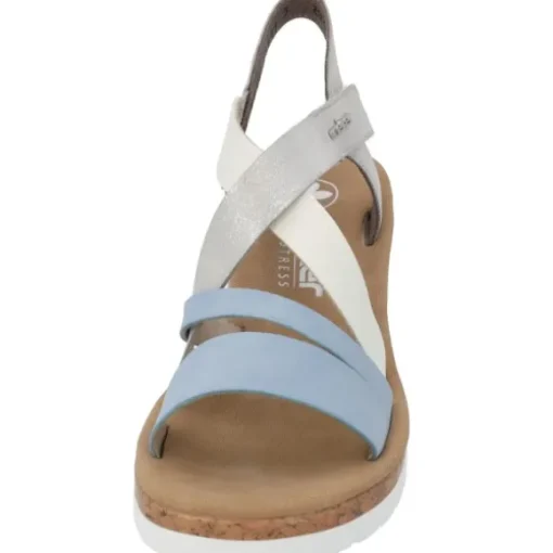 Rieker V4364, Keilsandaletten, Damen, aqua/offwhite/fog-silver