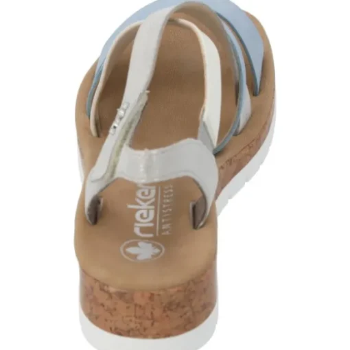 Rieker V4364, Keilsandaletten, Damen, aqua/offwhite/fog-silver