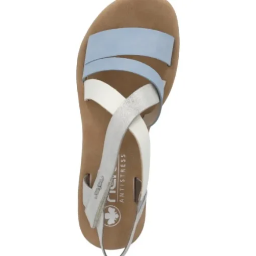 Rieker V4364, Keilsandaletten, Damen, aqua/offwhite/fog-silver