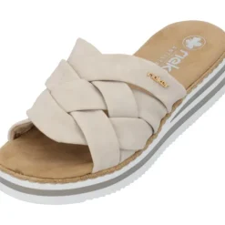 Rieker V0208, Plateau-Pantoletten, Damen, Beige