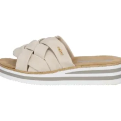 Rieker V0208, Plateau-Pantoletten, Damen, Beige