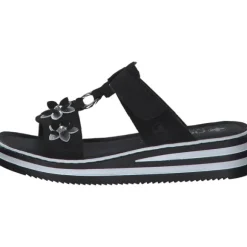 Rieker V0228, Plateau-Pantoletten, Damen, Schwarz/Silber