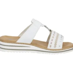 Rieker V0636, Plateau-Pantoletten, Damen, weiss/argento/rosegold