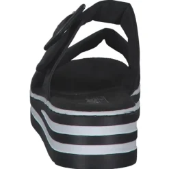 Rieker V0299, Plateau-Pantoletten, Damen, schwarz/schwarz