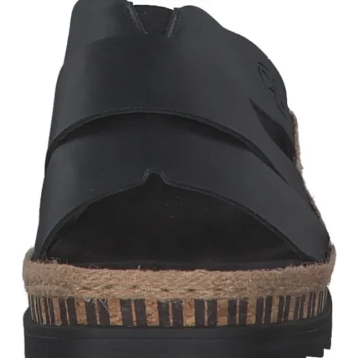 Rieker V7989, Plateau-Pantoletten, Damen, Schwarz