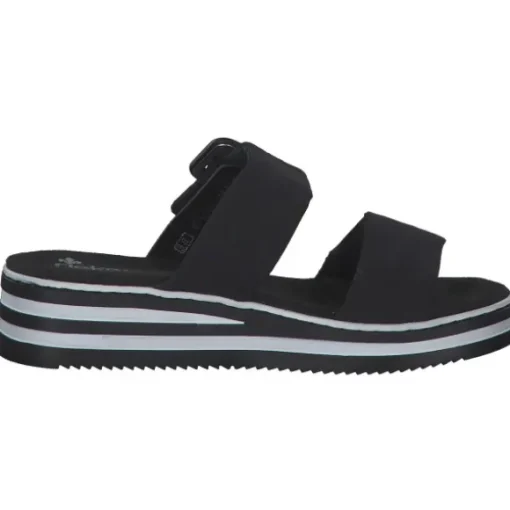 Rieker V0299, Plateau-Pantoletten, Damen, schwarz/schwarz