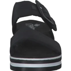 Rieker V0299, Plateau-Pantoletten, Damen, schwarz/schwarz