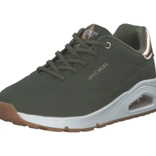 Skechers 155196 OLV Uno Shimmer Away, Schnürschuhe, Damen, OLIVE