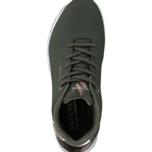 Skechers 155196 OLV Uno Shimmer Away, Schnürschuhe, Damen, OLIVE