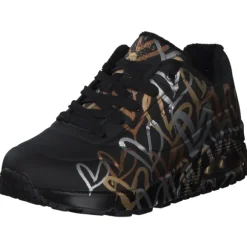 Skechers 155523, Sneakers Low, Damen, Schwarz Weiß Gold