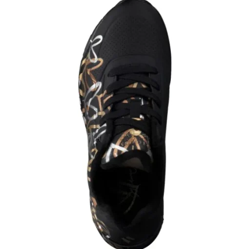Skechers 155523, Sneakers Low, Damen, Schwarz Weiß Gold