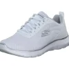 Skechers 150206-WSL FLEX APPEAL 5.0-UPTAKE, Schnürschuhe, Damen, WHITE MESH / SILVER TRIM