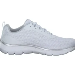 Skechers 150206-WSL FLEX APPEAL 5.0-UPTAKE, Schnürschuhe, Damen, WHITE MESH / SILVER TRIM