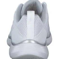 Skechers 150206-WSL FLEX APPEAL 5.0-UPTAKE, Schnürschuhe, Damen, WHITE MESH / SILVER TRIM