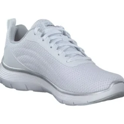 Skechers 150206-WSL FLEX APPEAL 5.0-UPTAKE, Schnürschuhe, Damen, WHITE MESH / SILVER TRIM